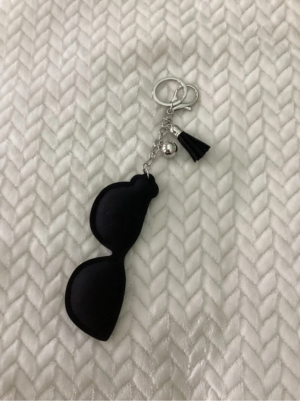 Rhinestone Sunglasses Purse Charm  or Keychain - Black
